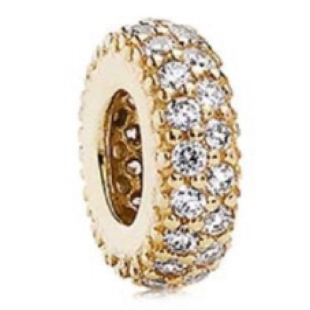 Authentic retired Pandora 14K Yellow Gold CZ Pave Spacers. Set if 2 spacers.